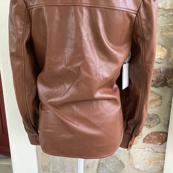 NWT Aritzia Wilfred Mila Vegan Leather Puff Sleeve Button Down Shirt Small - Picture 10 of 12